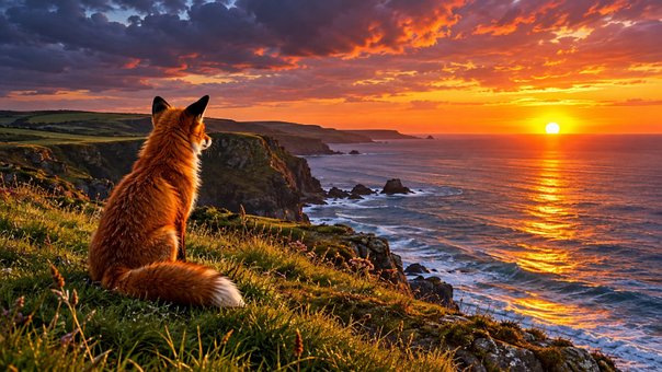 Vos, Zonsondergang, Natuur, Wilde Dieren