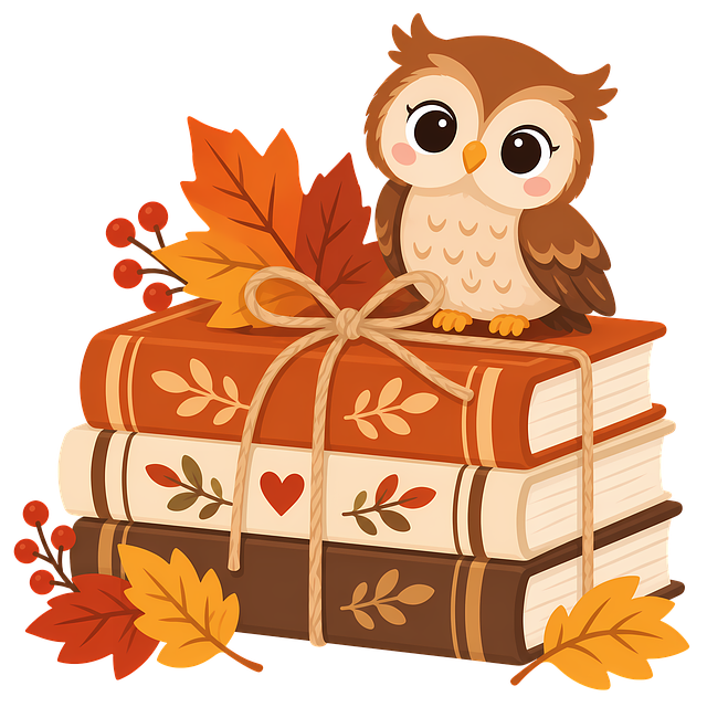 Free cute owl autumn leaves red berries illustration