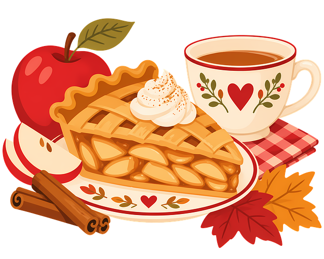 Free pie apple pie whipped cream illustration