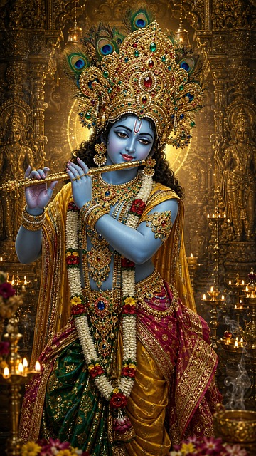 Guddom, Krishna, Blå Tone, Fløyte