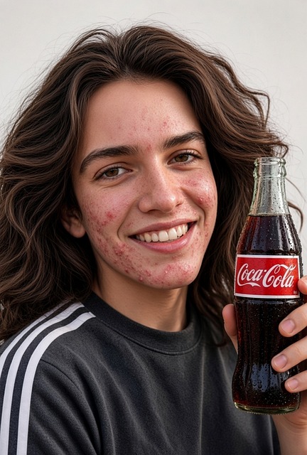 Lächeln, Porträt, Flasche, Getränk, Cola