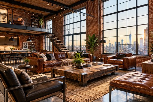Free Industrial Loft Exposed Brick illustration and picture