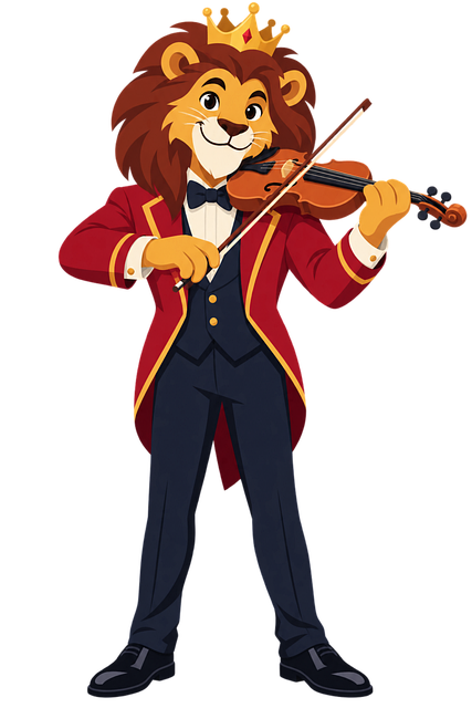 Free lion violinist anthropomorphic lion classical music vector