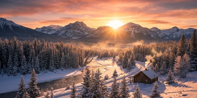 Free Sunset Winter photo and picture