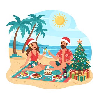 Free Christmas Beach illustration and picture