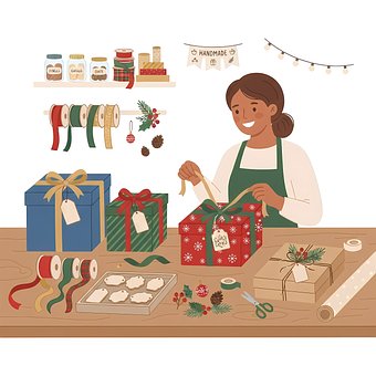 Free Gift Wrapping Christmas Decoration illustration and picture