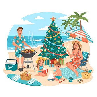 Free Christmas Beach illustration and picture