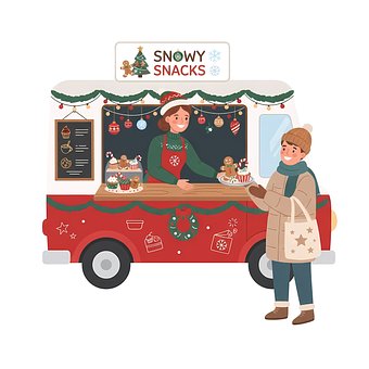 Vianoce, Zima, Kamión, Jedlo, Food Truck