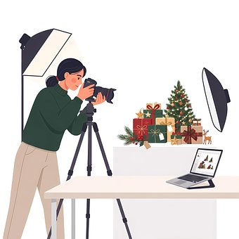 Fotograf, Štúdio, Vianočný Stromček
