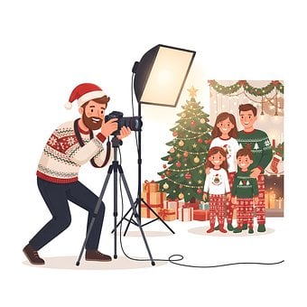 Crăciun, Familie, Fotograf, Copac