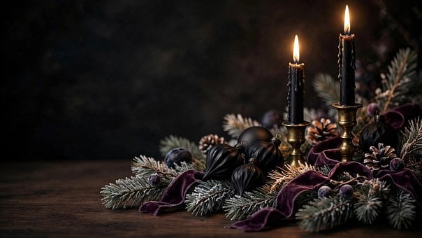 Free Gothic Christmas Decor Black Candle illustration and picture