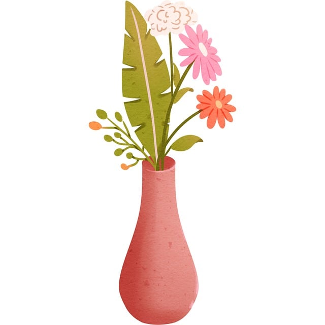 Free vase flowers leaves illustration