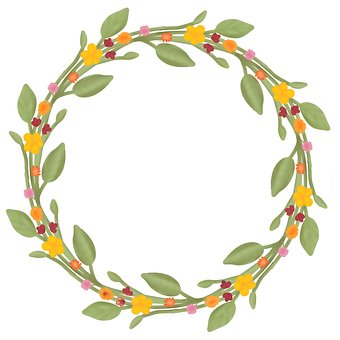 Krans, Blomster, Blade, Dekoration
