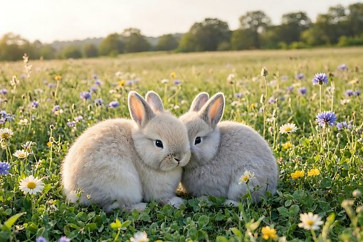 Free Bunnies Wildflowers photo and picture