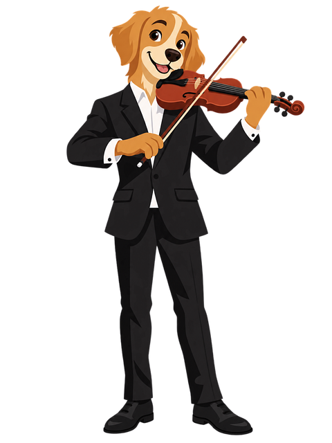 Free golden retriever dog violin vector