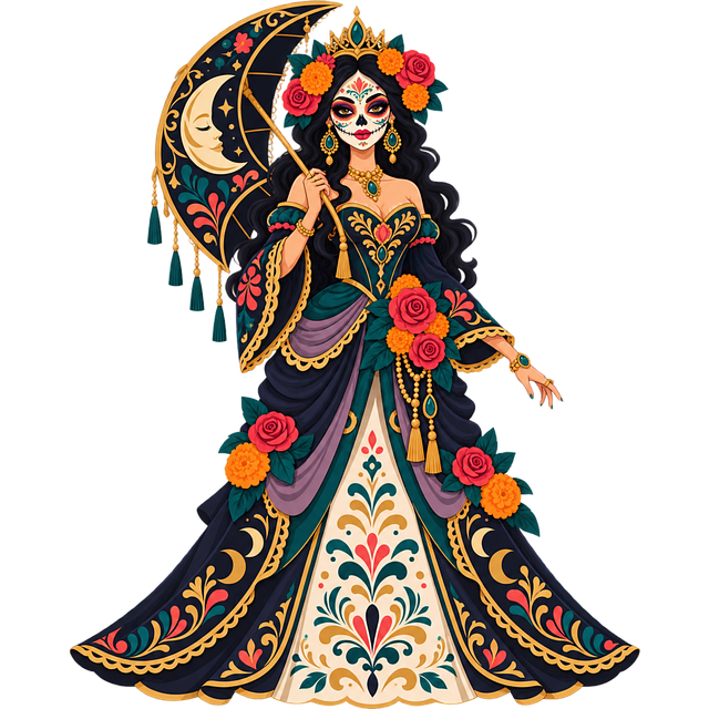 Free day of the dead catrina mexican folk art vector