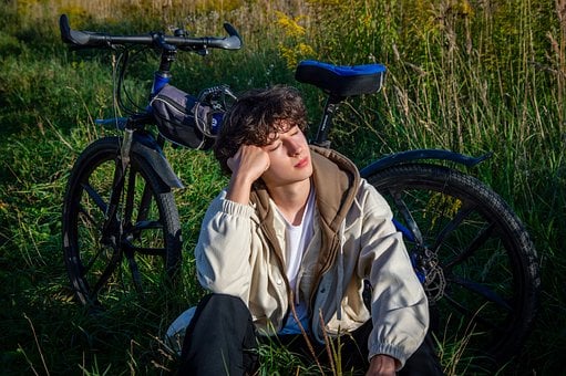 Man, Fiets, Buiten, Natuur, Ontspanning