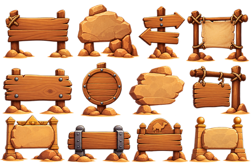 Free Game Asset Wooden Sign illustration and picture