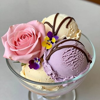 Rose, Rosa Eis, Lila Eis, Vanilleeis