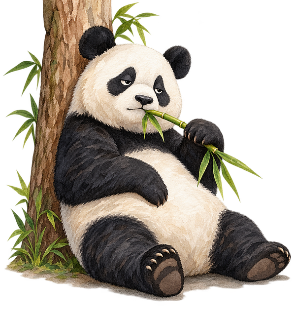 Panda, Keder Sig, Bambus, Akvarel, Træ