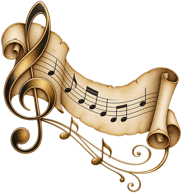 Musik, Noder, Pergament, Guld, Abstrakt