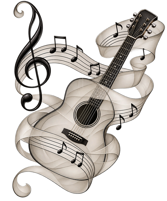 Guitar, Musik, Noder, Sort-Hvid