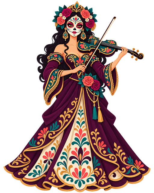 Free day of the dead catrina violinist vector