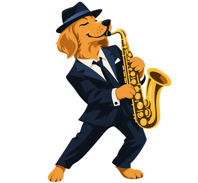 Download free HD stock image of Golden Retriever Saxophone Dog Free golden retriever saxophone dog jazz musician vector