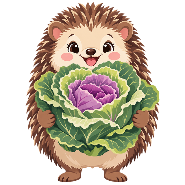Free hedgehog cute hedgehog ornamental cabbage illustration