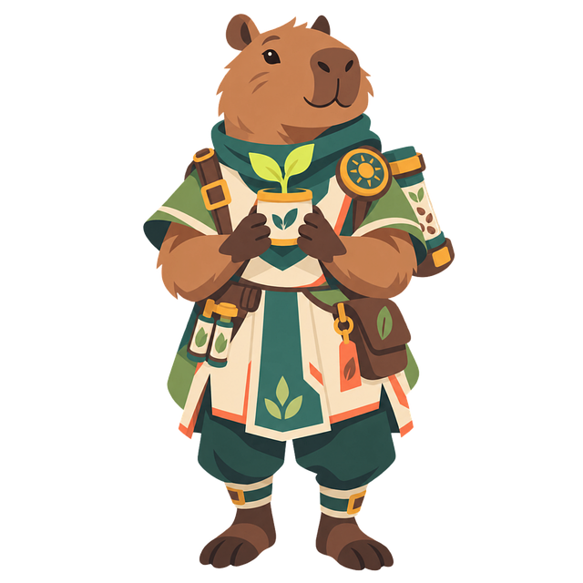 Free capybara gardener seedling illustration