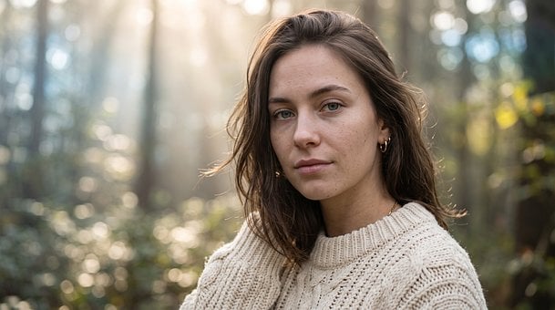 Kvinde, Skov, Portræt, Udendørs, Efterår