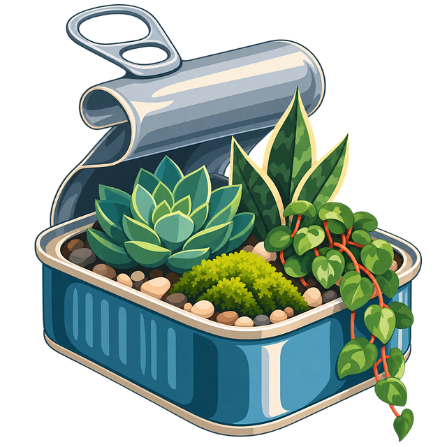 Free recycled can succulent vector