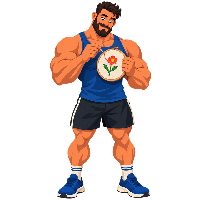 Free embroidery floral embroidery creative man illustration