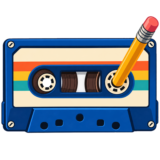 Free cassette tape retro cassette pencil vector