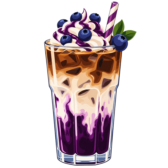 Free blueberry latte iced coffee whipped cream vector