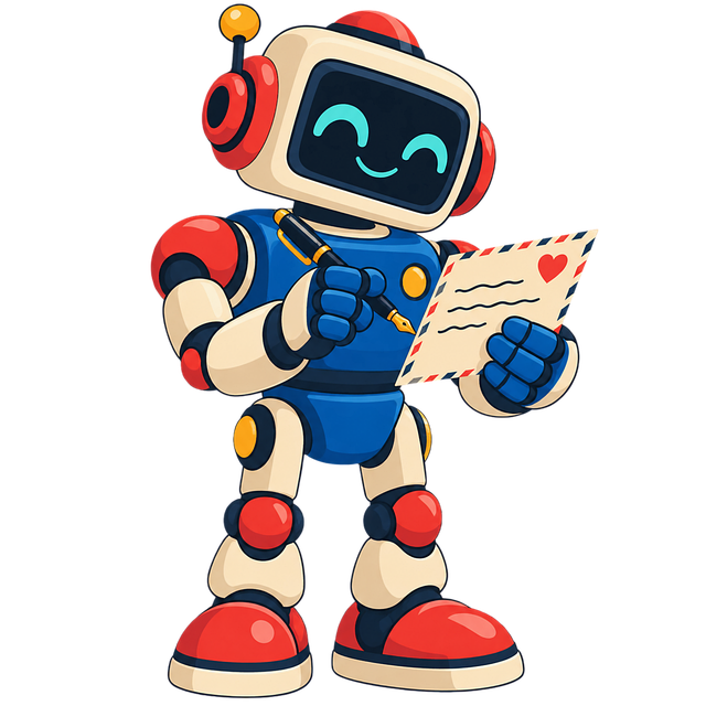 Free cute robot love letter writing letter vector