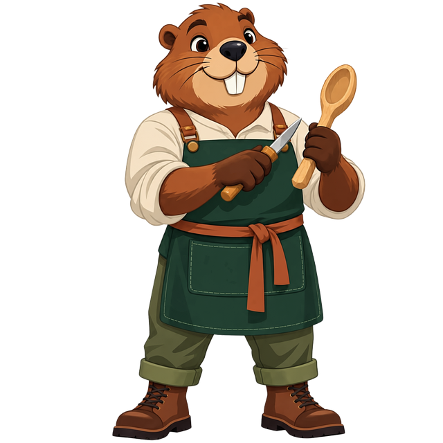 Free beaver chef wooden spoon vector