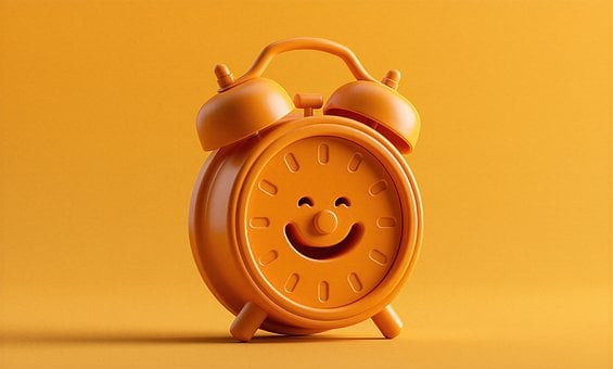 Wekker, Oranje, Smiley, Geluk, Positief