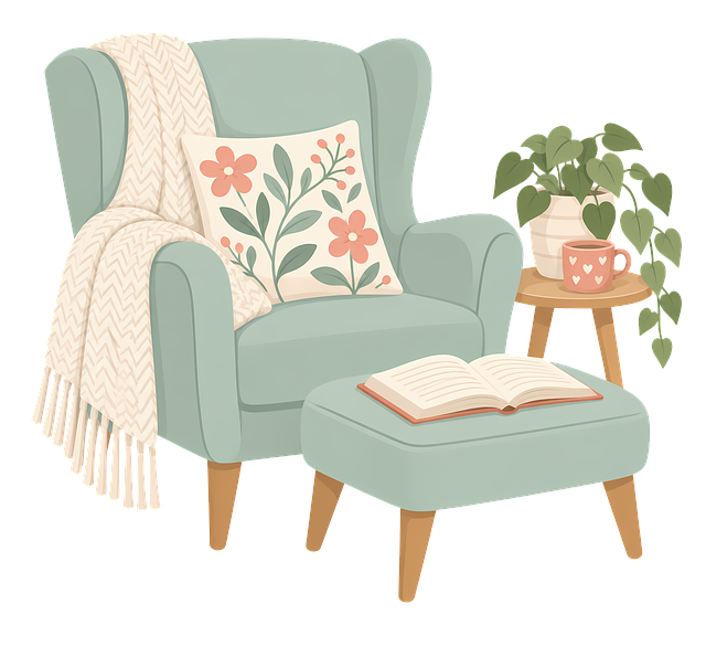 Free reading nook cozy chair mint armchair illustration