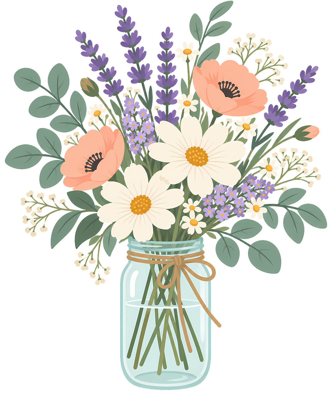 Цветочный Букет, Mason Jar