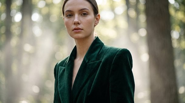 Kvinde, Model, Mode, Natur, Skov, Fløjl