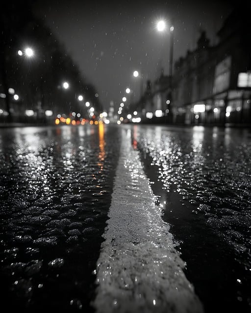 Calle, Noche, Mojado, Asfalto, Reflejo