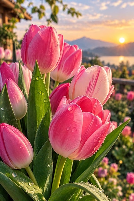 Tulipan, Lyserød, Solnedgang