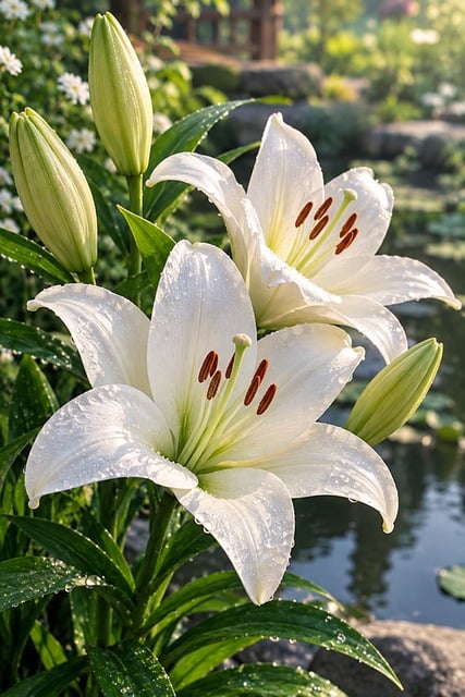 Lilje, Blomst, Natur, Vand
