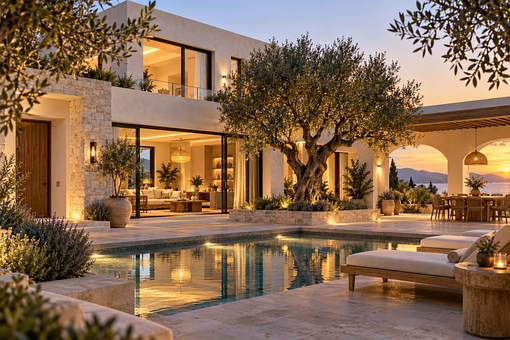 Free Mediterranean Villa Pool illustration and picture