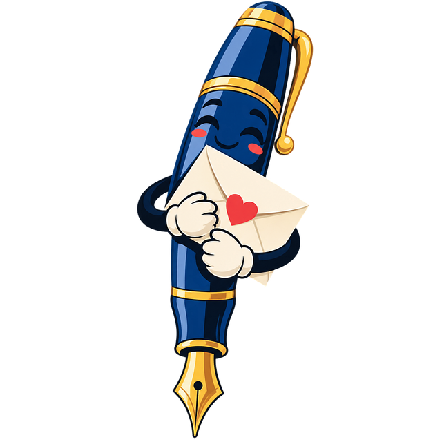 Free fountain pen love letter cartoon character illustration
