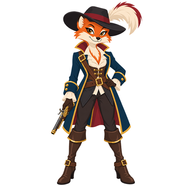 Free fox swashbuckler pirate illustration