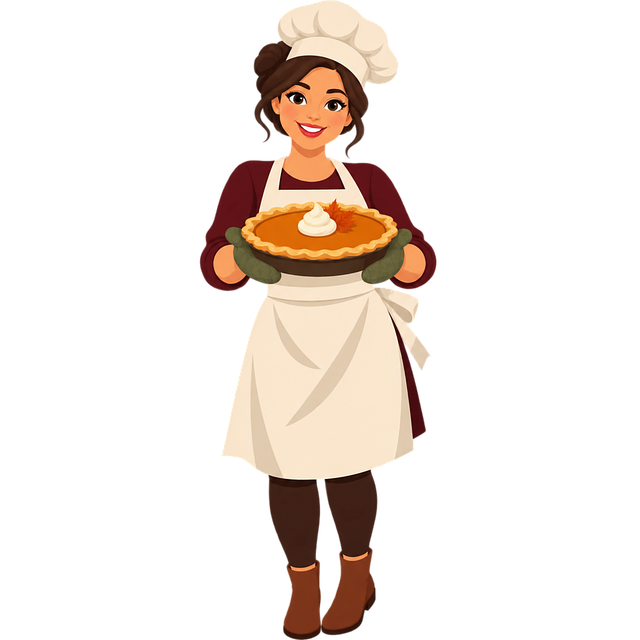 Free pumpkin pie baker autumn illustration