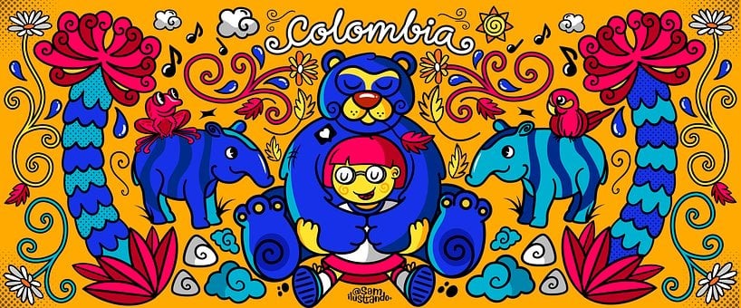 Colombia, Illustrasjon, Bjørn, Natur