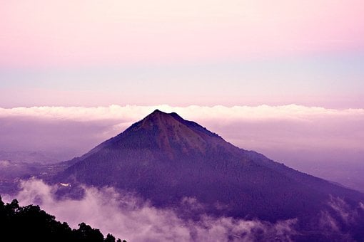 Montaña, Nubes, Amanecer, Cielo Rosa